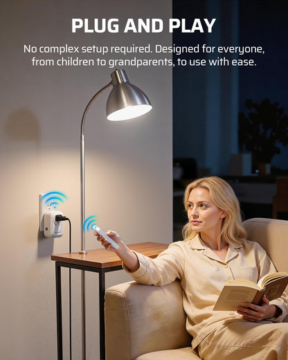 DEWENWILS Wireless Remote Wall Switch and Outlet, No Wiring Plug in On Off Power Switch, Expandable Remote Control Outlet Light Switch, 100Ft RF Range (2 Switches and 1 Receiver)