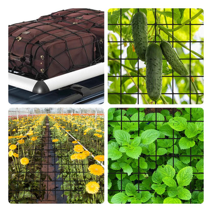 Voittozege 4 Pack Grow Tent Trellis Netting, 2 x 4Ft Elastic Plant Net with 12 Hooks Heavy-Duty Flexible Hydroponics Support for Climbing Plants, Vegetables, Fruits, Gardening, Indoor Plants (Black)