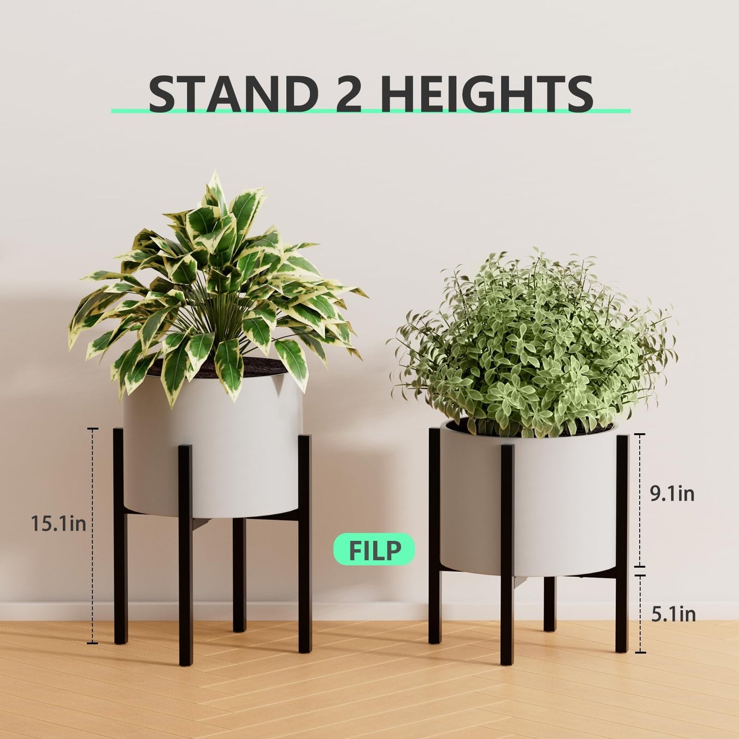 Adjustable Metal Plant Stand Outdoor & Indoor Fits for 8-14 inches Plant Pot Stand Mid Century Modern Planter Pot Holder Corner Plant Stands (black-1)