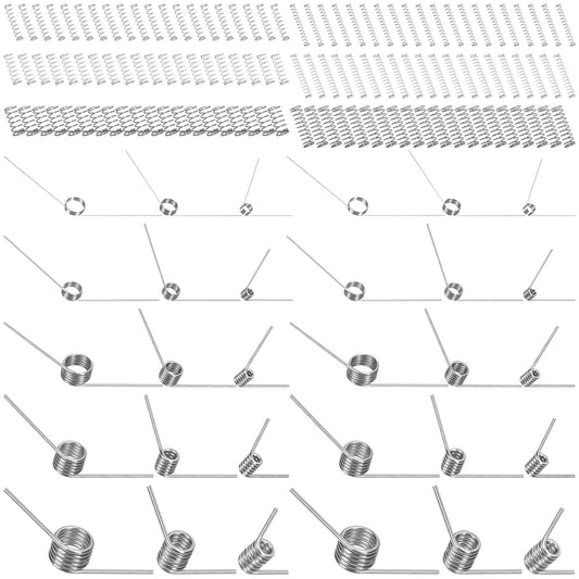Waltool 115Pcs 21 Sizes Torsional Springs and Mini Compression Spring Assortment Kit, 45/90/120 Degree Stainless Steel Mechanical Small Torsion Spring for Shop and Home Repairs