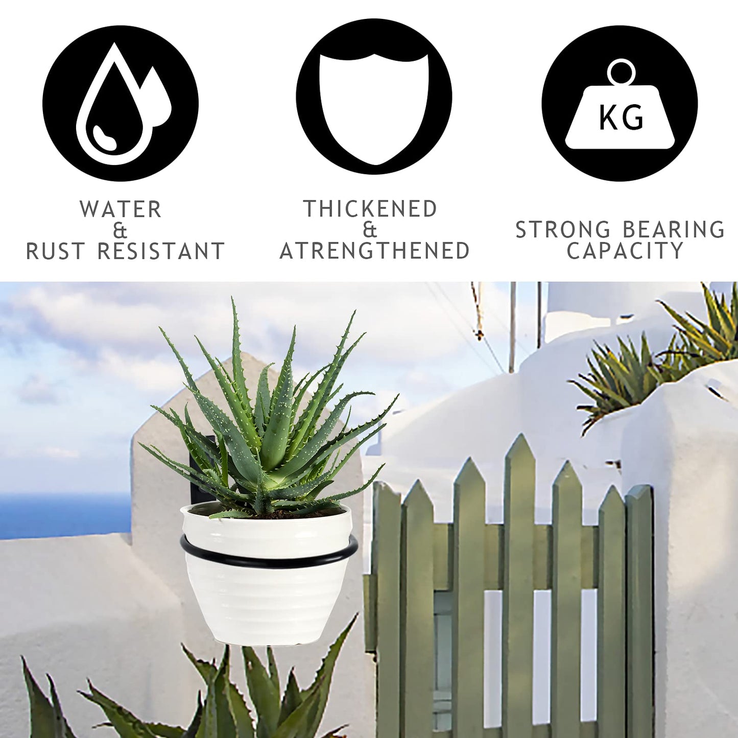 6 inch Hanging Plant Stand Heavy Duty Metal 4 Pack Flower Plant Pot Support Holder Ring Fit for Outdoor/Indoor Home Decoration