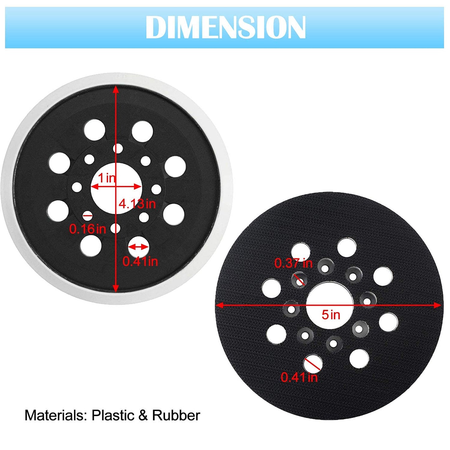 5 Inch Sander Pad Replacement Compatible with Bosch Orbital Sander ROS10 ROS20VS ROS20VSC ROS20VSK ROS20, 8 Hole Hook & Loop Sanding Backing Pad Compatible with Bosch RS035 & RS034(3 Pcs)