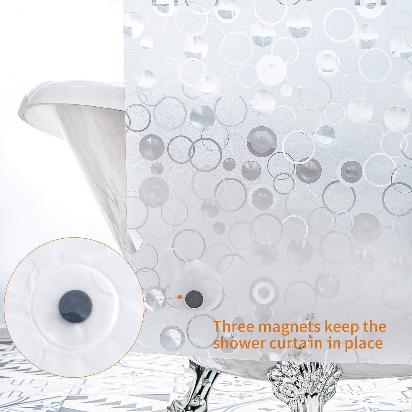 WELTRXE Shower Curtain Liner with Magnets, Shower Curtains Waterproof for Bathroom, Heavy Duty Shower Liner, Bathroom Curtains 72x72 Inch