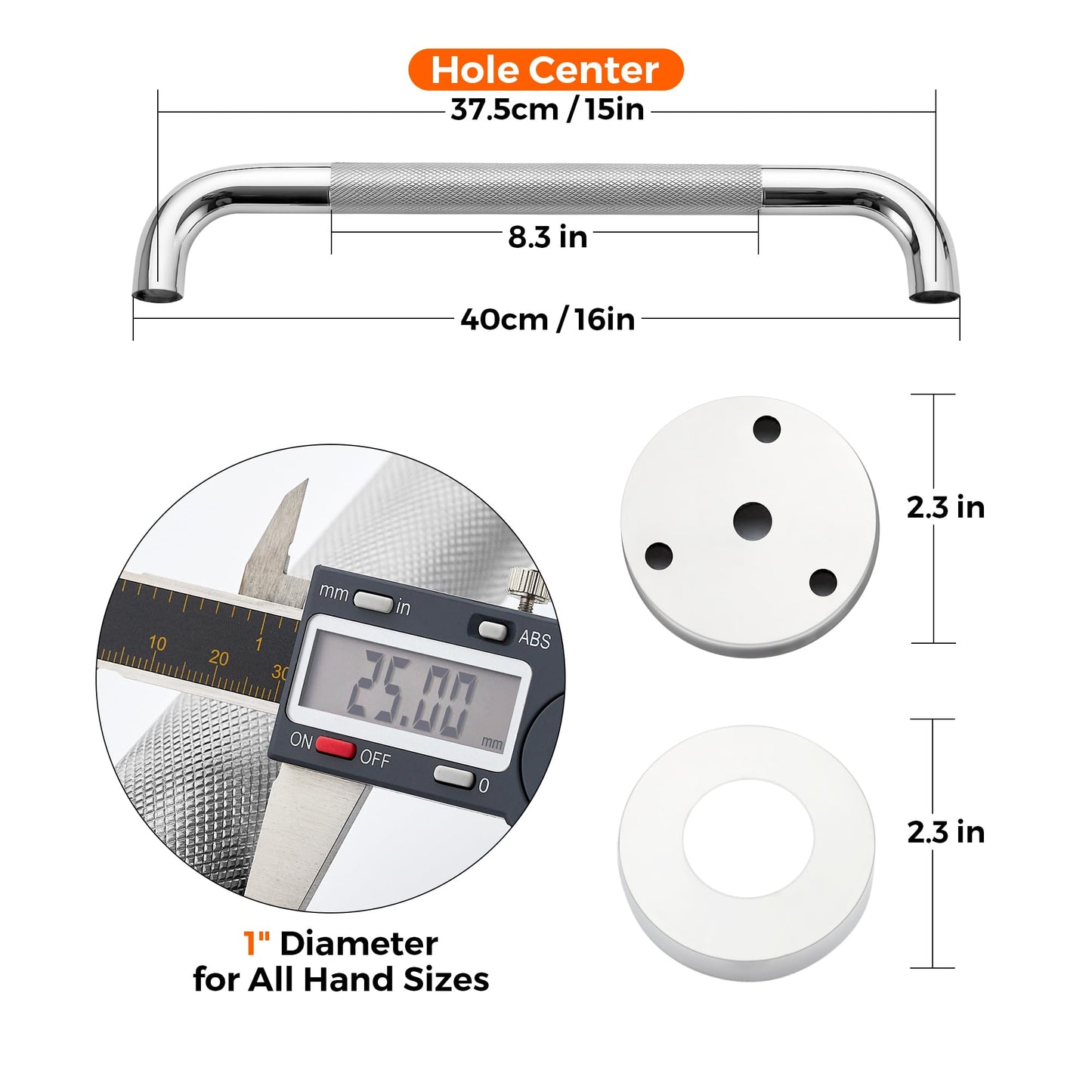 16-Inch Grab Bars for Bathtubs and Showers, Shower Handle for Elderly, Handicap Grab Bars for Bathroom, Shower Grab Bars for Seniors (Polished Nickel 2 Pack)