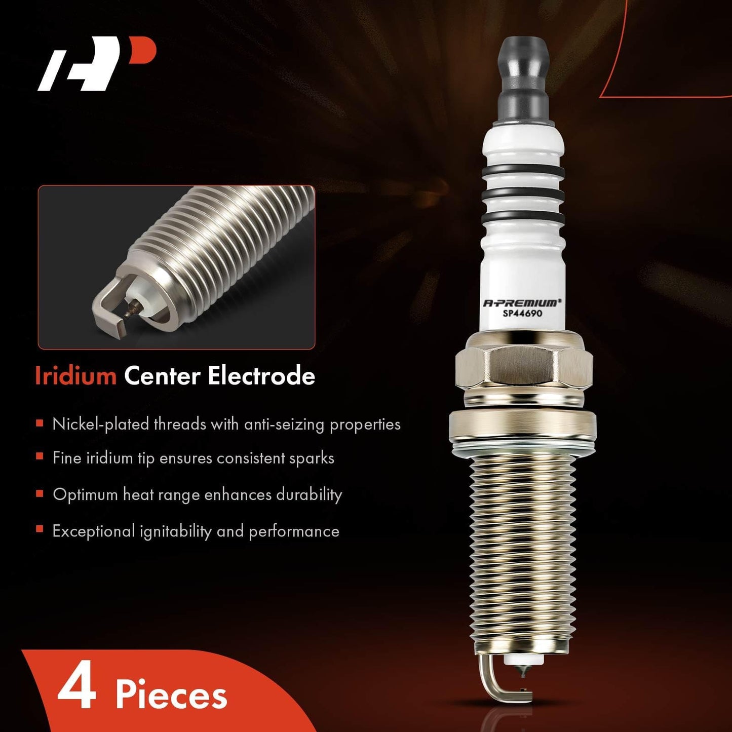 A-Premium 4469 4PCS Iridium Platinum Spark Plugs Compatible with Nissan Sentra, Altima & Infiniti G35 & Dodge Dart & Hyundai Sonata & Jeep Cherokee & Kia Forte & Toyota Venza, 1.8L-2.7L, 2000-2018