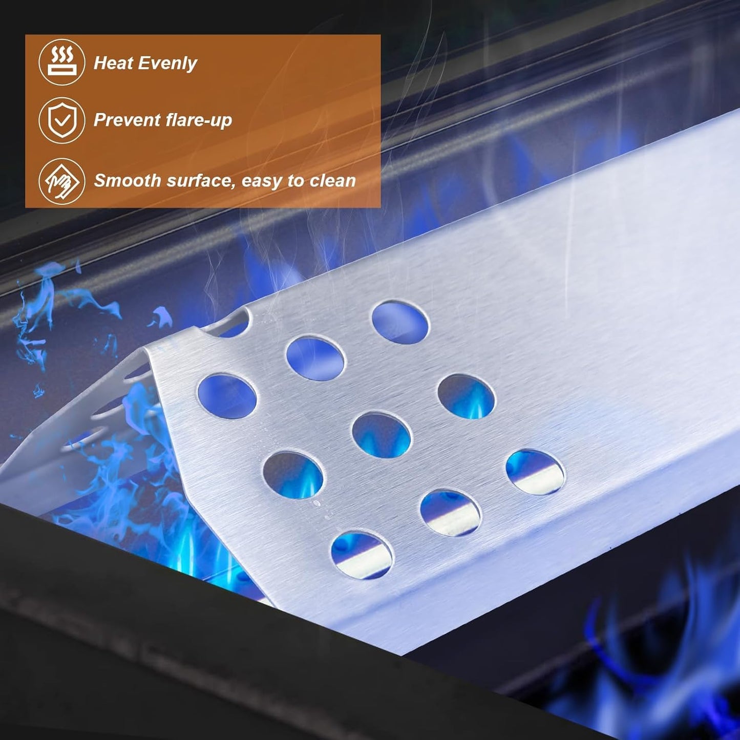 Utheer 16" Heat Plates Shield for Kitchen Aid 720-0745B, Nexgrill 720-0733, Master Chef G45308, G45311, G45301, Jenn-Air 720-0709 Gasgrill, Stainless Steel Heat Tent, Burner Cover, Flame Tamer, 4 Pack