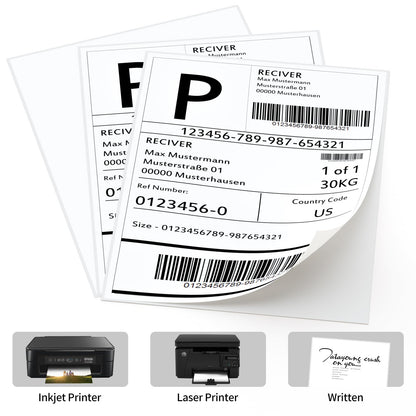 8.5" x 11" Labels, 200 Sheets Full Page Labels, Self Adhesive Shipping Address Labels Full Sheet Label Stickers Paper for Laser/Ink Jet Printer