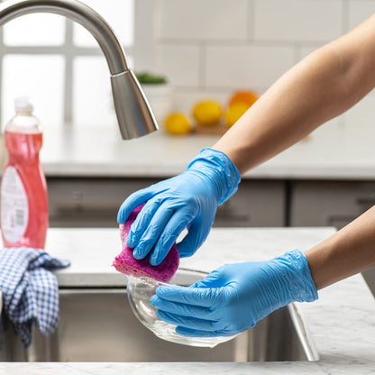 Comfy Package [200 Count] Synthetic Vinyl Blend Disposable Gloves Non-Sterile, Powder & Latex Free, Chemical Resistance Gloves - Medium