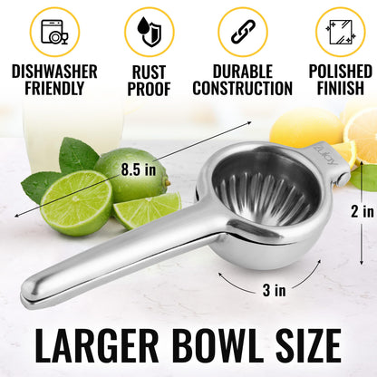 Zulay Kitchen Stainless Steel Lime & Lemon Squeezer Handheld - Steel Citrus Juicer Handheld - (Stainless Steel)