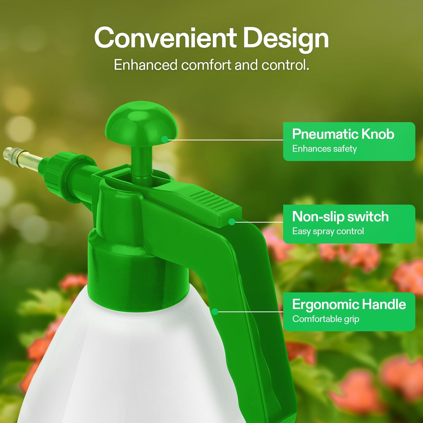 VIVOSUN 0.2 Gallon Handheld Garden Pump Sprayer, 27 oz Gallon Lawn & Garden Pressure Water Spray Bottle with Adjustable Brass Nozzle, for Plants and Other Cleaning Solutions (0.8L Green)