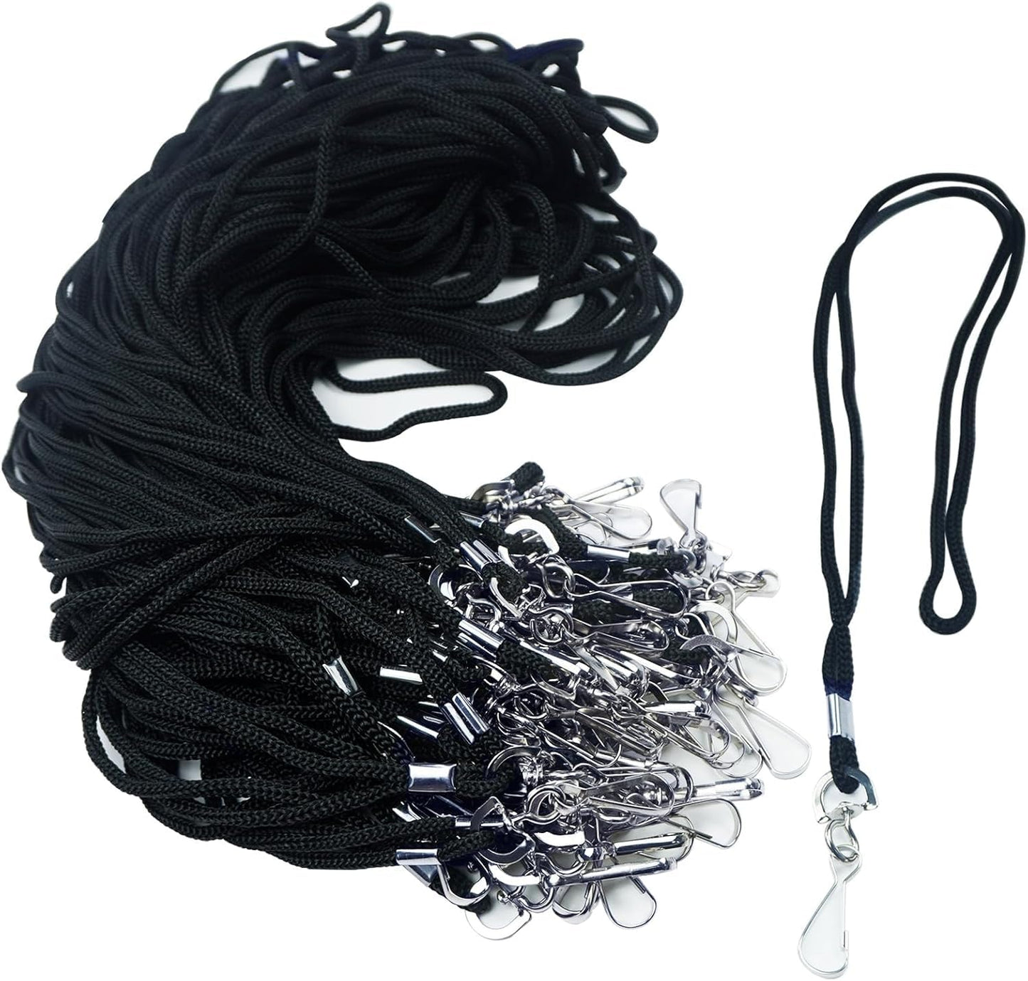 100 Pack Badge Lanyards, for ID Badges, Black Lanyards Badge Holder Card Lanyards with Swivel Hook (Black)