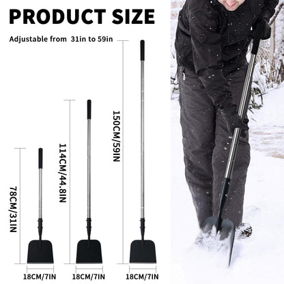BARAYSTUS Flat Shovel with Adjustable Handle, 59 in Floor Scraper, Ice Scraper, Garden Cleaning Tool, Ice Chopper, Snow Shovel, Multifunctional Weed Remover for Walkway Driveway