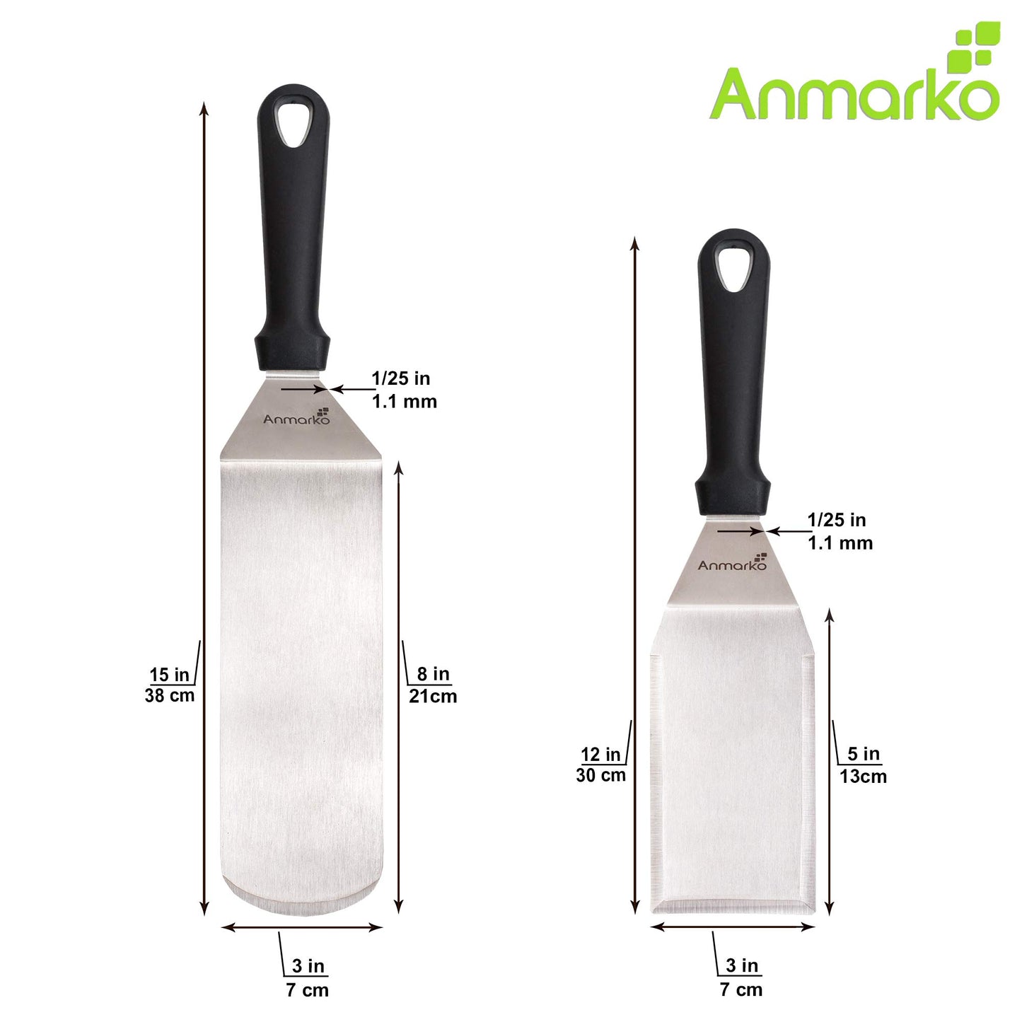 Professional Stainless Steel Spatula Set - Pancake Flipper - Hamburger Turner and Griddle Scraper - Metal Utensil Great for BBQ Grill Flat Top – Commercial Grade