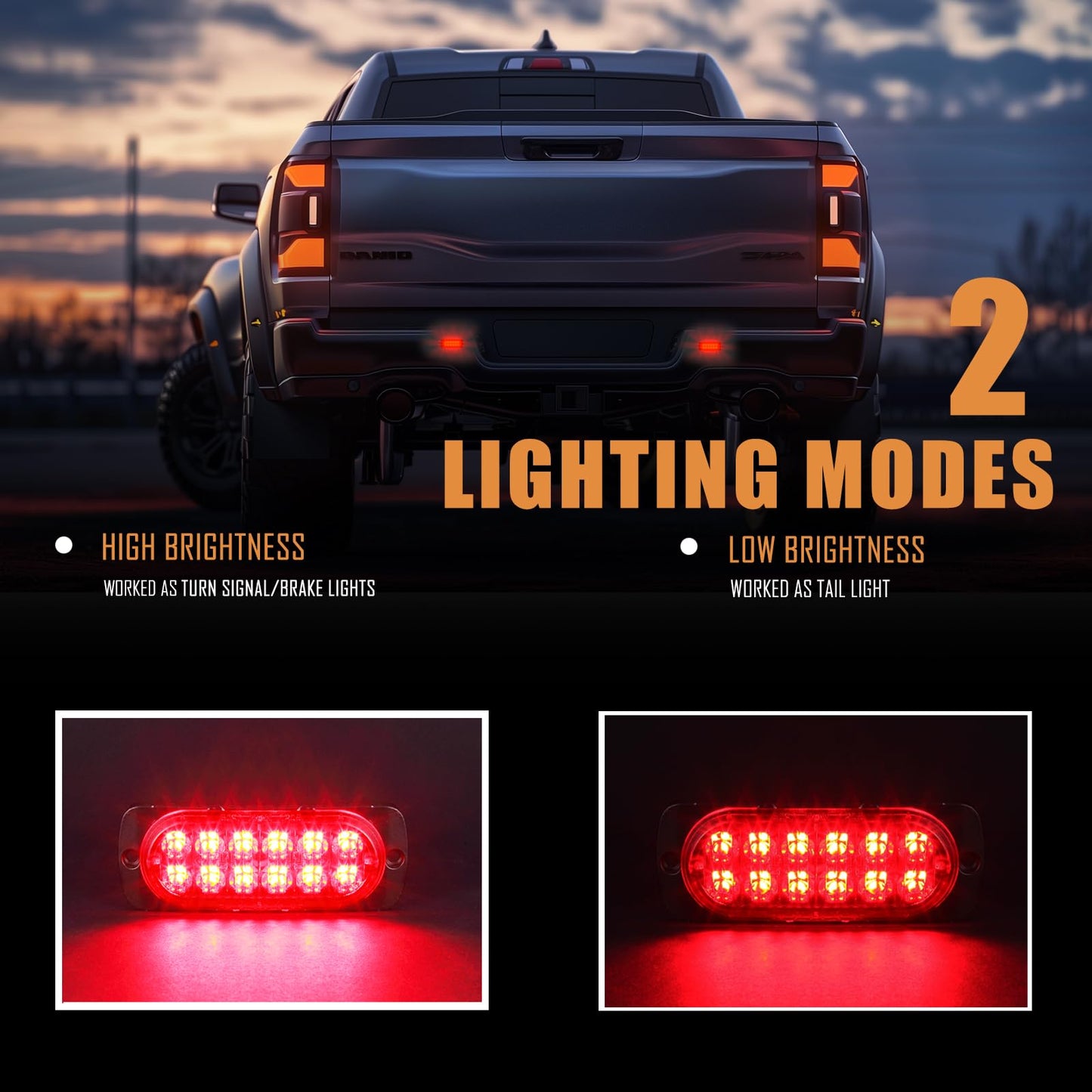 AT-HAIHAN Pack of 2 Aluminum Housing Red LED Trailer Stop Brake Turn Tail Lights, DOT Compliant Waterproof Surface Mount Lighting for Truck Tractor Jeep RV