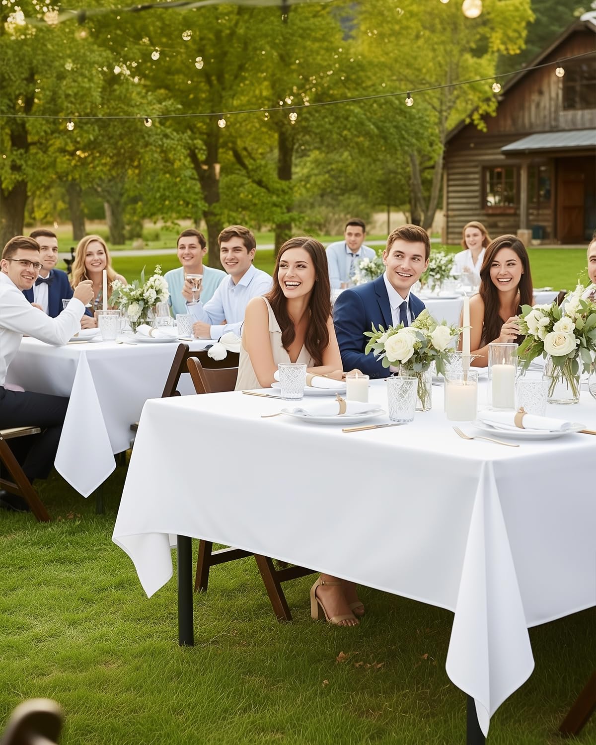 Utopia Kitchen White Rectangle Table Cloth 2 Pack [60x120 Inches] Nappe de Table Rectangulaire Machine Washable Polyester Table Cover for Dining, Picnic, Parties, Events, Weddings and Restaurants