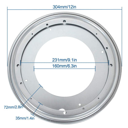 2 Pack Flat Lazy Susan Turntable Bearing 12 inch Round Lazy Susan Hardware 516 Thick Turntable Swivel Base for Rotating Table, Book Case, Serving Tray, DVD Tower, Corner Shelves, 1000lb Capacity
