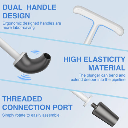 Upgraded Toilet Plunger with Holder, Wall Mounted Toilet Bowl Plunger with Hideaway Caddy, Dual Handle Plunger for Bathroom Built-in Drip Tray, RV Bathroom Accessories