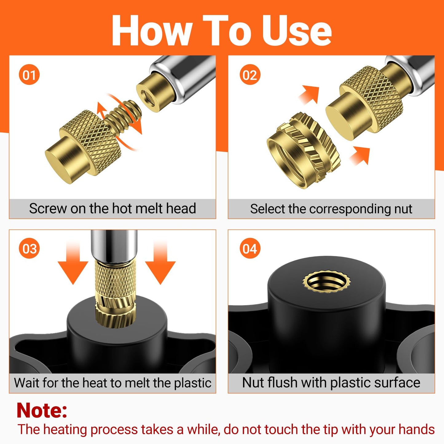 Preciva Heat-Set Insert Tip Set - with Soldering Iron and 130Pcs Thread Inserts, for 3D Printer Parts or Plastic Parts