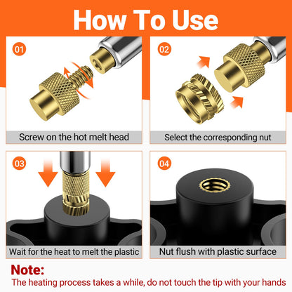 Preciva Heat-Set Insert Tip Set - with Soldering Iron and 130Pcs Thread Inserts, for 3D Printer Parts or Plastic Parts