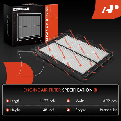 A-Premium Engine Air Filter Compatible with Hyundai & Kia Models, Santa Fe 2013-2018, Santa Fe Sport 2013-2016, Santa Fe XL 2013-2019, Sorento 2014-2015, 2.0L 2.4L 3.3L, Rigid Panel