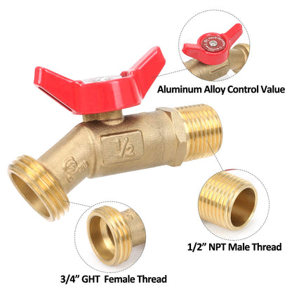 STYDDI Solid Brass Rain Barrel Spigot, Quarter Turn Ball Valve Faucet with Heavy-Duty Bulkhead Fitting Adapter for Aquariums, Water Tanks, Tubs, Pools