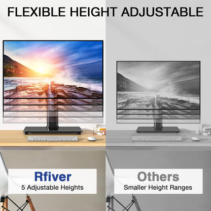 Rfiver Monitor Stand, Single VESA Monitor Stand for Desk with Swivel/Height Adjustable, Computer Monitor Riser for 13-32 inch Screens, Hold up to 44 lbs, Max VESA 100 x 100mm, Black