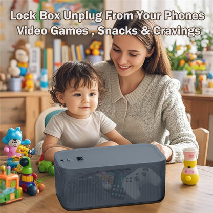 Small Lock Box with Code for Snacks, Medicine, Mobile Phone Storage, Phone Lock Box Video Games,Social Media,Snacks Cravings,Self-Control Lockable Storage Box, Phone Locker Locking Container.Blue