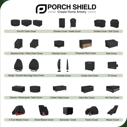 Porch Shield Patio Ottoman Cover - Waterproof Outdoor Rectangular Side Table Covers – 28L x 24W x 18H inch, Black