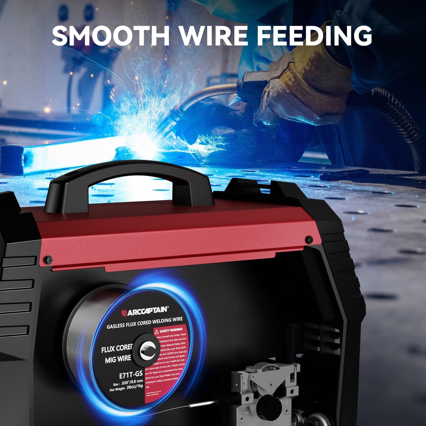 ARCCAPTAIN Flux Core Welding Wire, E71T-GS Spool Gasless Mild Carbon Steel Mig Welding Wire (0.030 Inch 2LB)