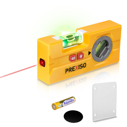 PREXISO 2-in-1 Line Laser Level – Mini Torpedo Level with Rotatable Magnetic Pocket, 30Ft Laser Line Leveler Tool for Picture Hanging, Wall Marking, Painting & Home Renovation