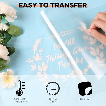 Heat Transfer Vinyl White HTV Rolls - 12" x 20ft White Iron on Vinyl for All Cutter Machine, HTV Vinyl for Shirts - Easy to Cut & Weed for Heat Transfer Design