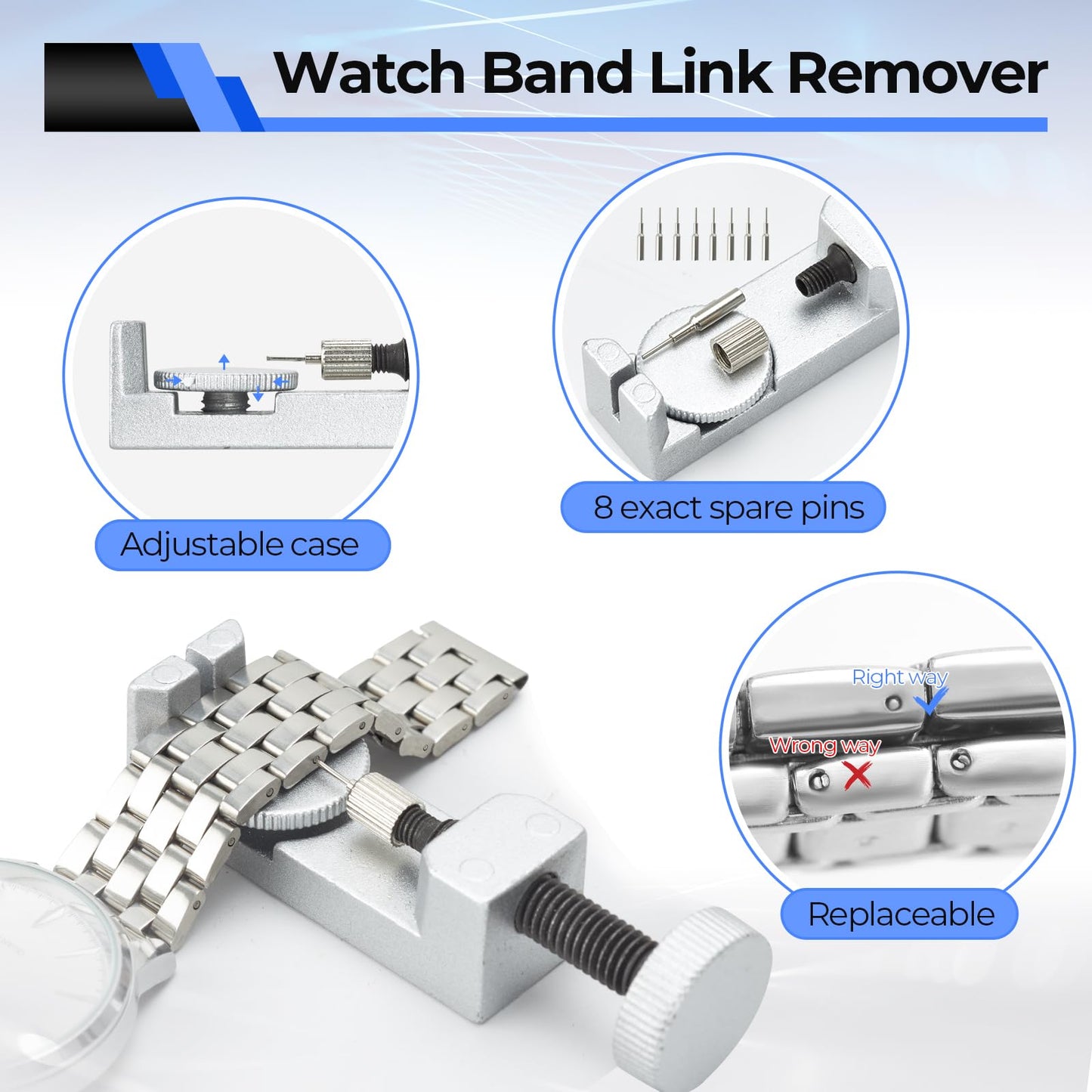 Watch Repair Kit, Ohuhu 192 PCS UPGRADED Heavy Duty Watch Link Removal Battery Replacement Band Tool Kit, Watch Back Remover Tool Professional Watch Repair Opener Tools with PU Leather Bag User Manual