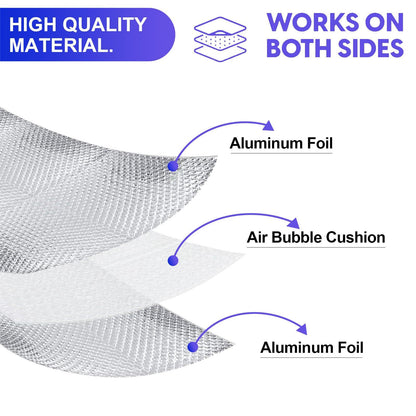 Reflective Window Insulation for Summer & Winter Thermal Bubble Foil Insulation Cover Radiant Barrier Sheet for RV, Wrap, Attic, Roof, Car, Garage (Silver, 47"x10Ft(120x305cm))