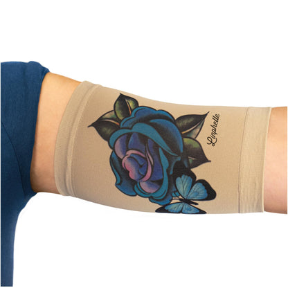 Linphelle Coverpicc PICC Line Cover – Fashionable Upper Arm Cover – Soft, Microfiber Arm Sleeve to Protect PICC Lines (Medium, Blue Rose)