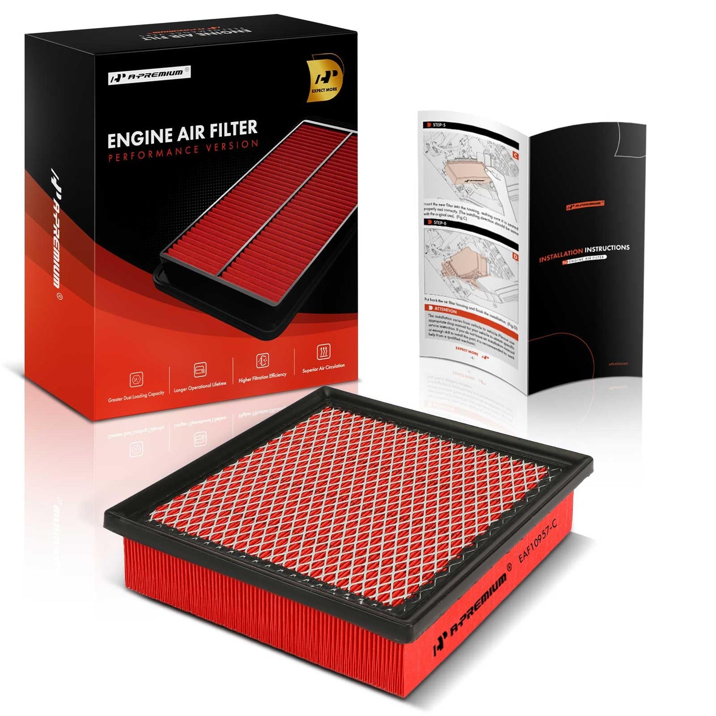 A-Premium High-performance, Pre-oiled Engine Air Filter Compatible with Jeep, Toyota, Lexus & Dodge - 2011-2021 Grand Cherokee, 2012-2017 Camry, Tacoma, Highlander, Sienna, RX350, Durango, ES350