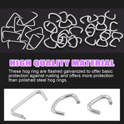 Swpeet 900 Pcs 3/4" 3/4" 3/8" Galvanized Hog Rings with Assorted Straight Ring Pliers Professional Hog Ring Installation Kit for Upholstery