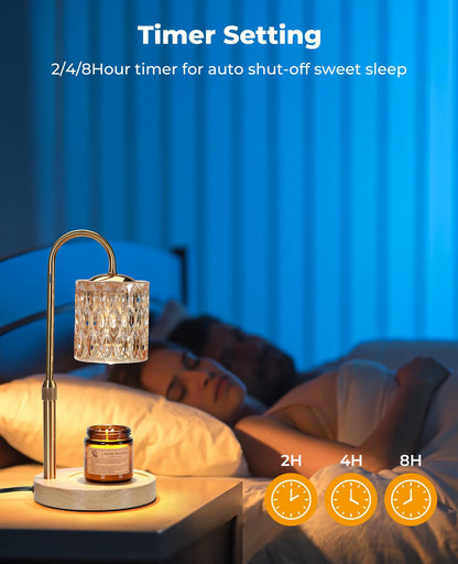 Candle Warmer Lamp, Candle Warmer with Timer and Dimmer, Adjustable Height Electric Candles Lamp with 2 Bulbs for Scented Jar, Wax Melter Lamp for Home Decor, Gifts for Women