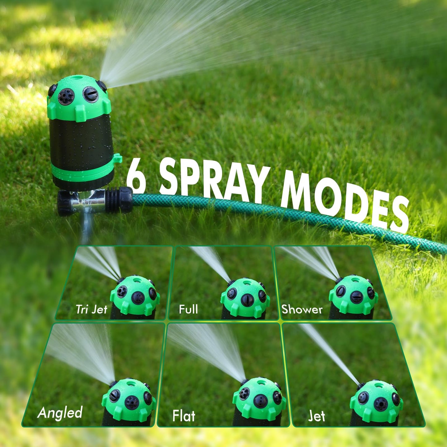 RESTMO Gear Drive Sprinkler with Metal Spike Base, 6-Pattern Multi-Adjustable Lawn Sprinklers for Yard, Heavy Duty Watering System for Garden Plant, Flower Bed and Large Area Watering