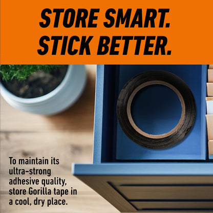 Gorilla Tape, Duct, Utility, Triple Layer Strength, Indoor & Outdoor, Weather Resistant Shell, 1.88 in x 10 yd, Black, (Pack of 2)