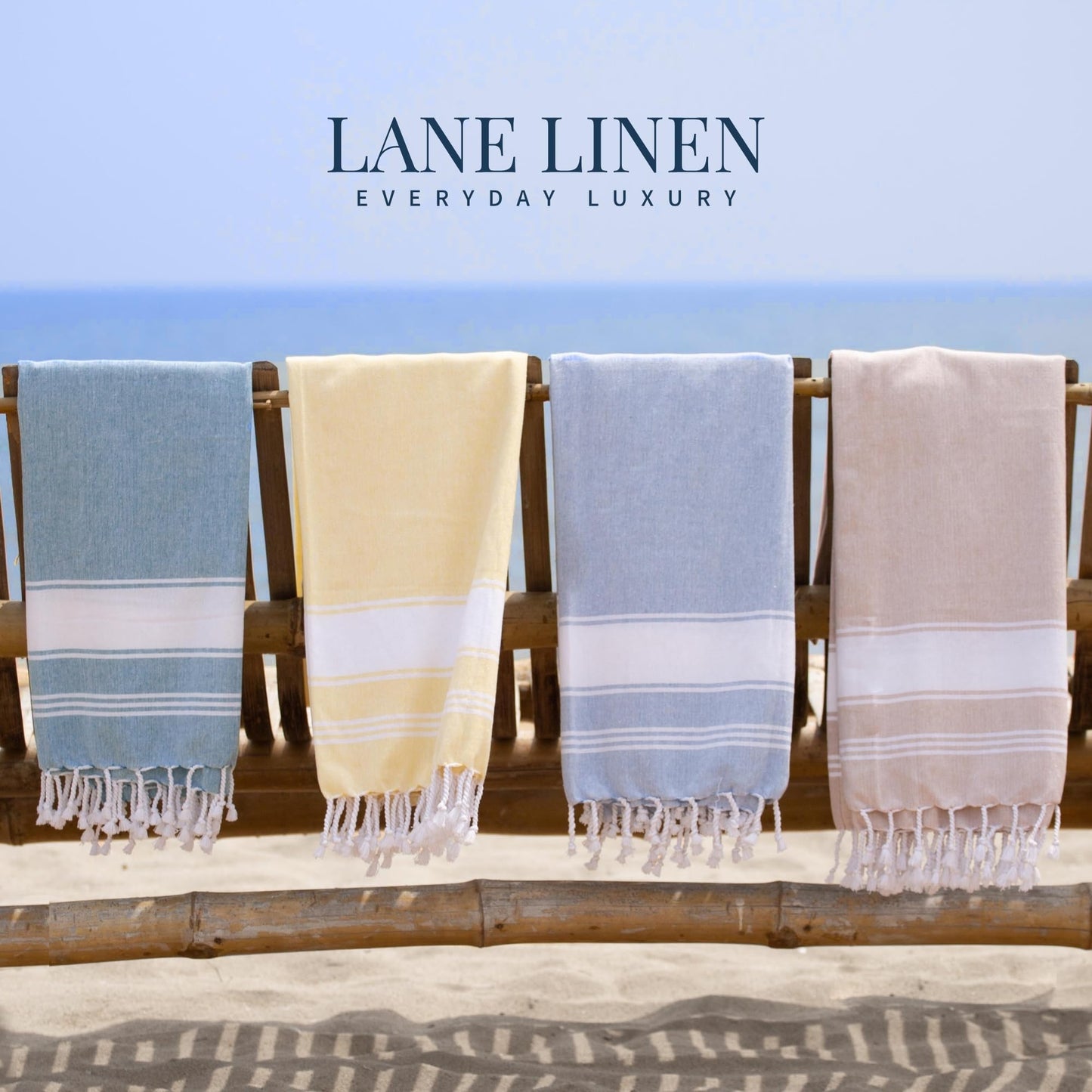 Lane Linen Beach Towel 4 Pack, Oversized Beach Towels for Adults, Lightweight Travel Beach Towels, Pre-Washed for Soft Hand Feel, Quick Dry Beach Towels, 39"x71" - Sky Blue