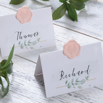 UNIQOOO Wax Seal Stickers - Eucalyptus Wedding Invitation Envelope Seal Stickers, 50 Pcs Self- Adhesive Blush Pink Stickers, Perfect for Invitation, Christmas, Gift Wrapping, Party
