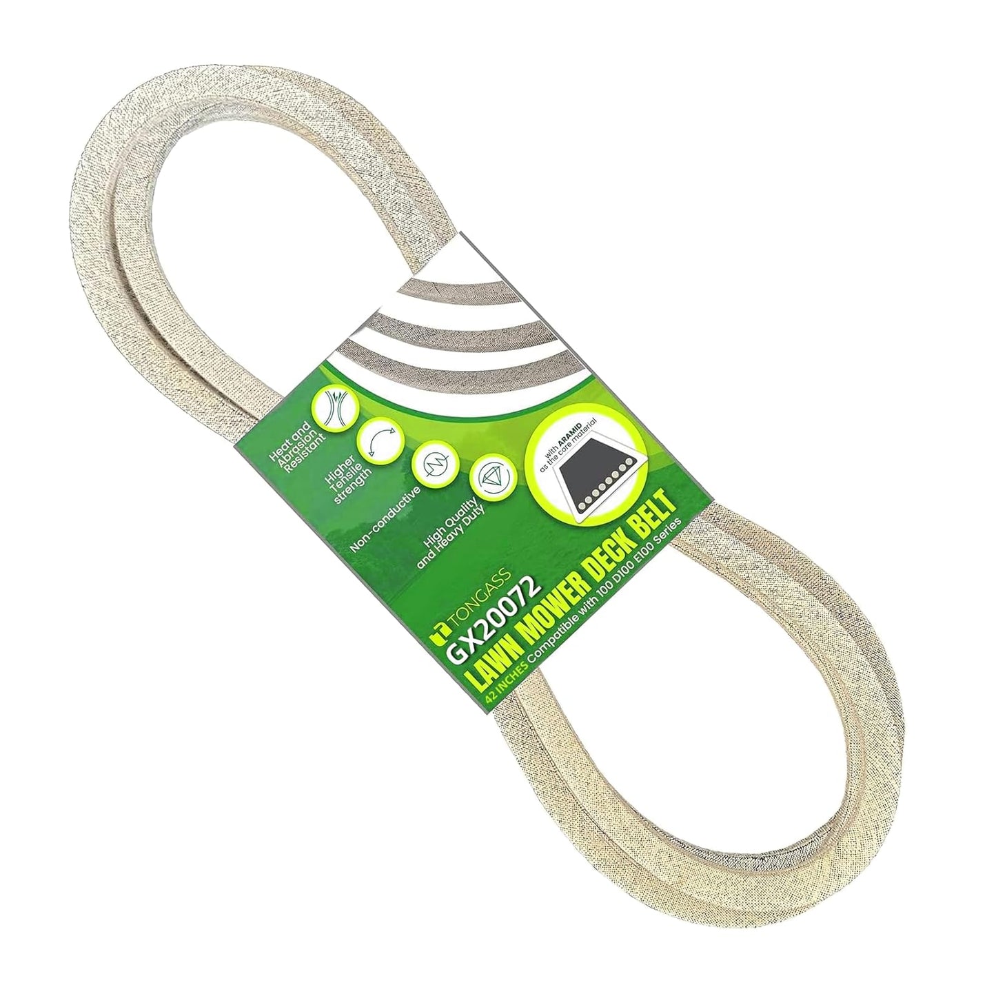 TonGass 42" Lawn Mower Deck Belt Part Number GX20072 Lawn Mower Replaces Flat Belts GY20570 Deck Drive Belt for Heavy-Duty Use for D105 E100 D110 S100 D100 D120 D125 D130 L100 L110 E110 E120 Series