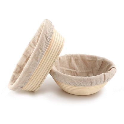 Round Oval Bread Proofing Basket Pack 2 Bread Mold Sourdough Bread Bannetons Bortforms Proofing Basket Bowl Baking Mold Bakeware Tools with Linen Cloth Liner
