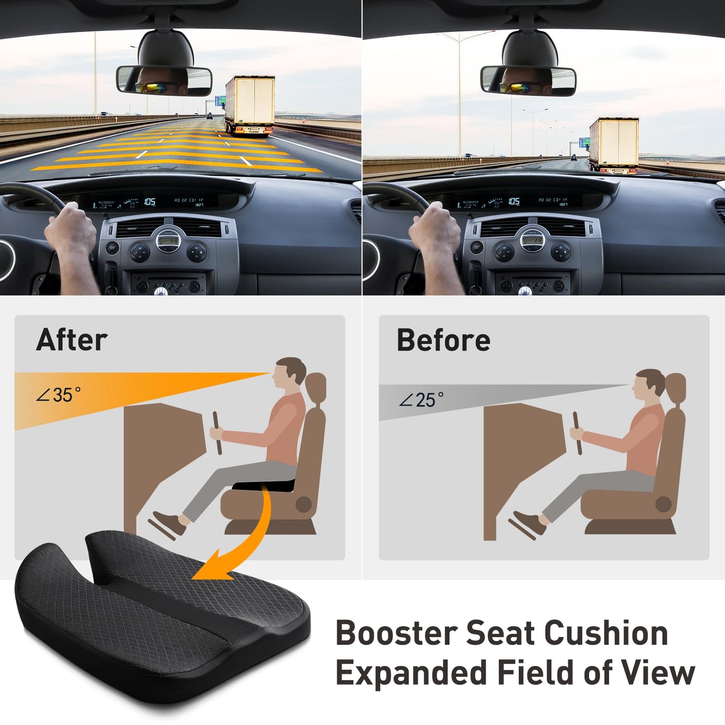 CreekT 2024 Upgraded Car Seat Cushion Pad Foam Heightening Wedge, Coccyx Cushion for Tailbone Pain Lower Back Pain Relief Seat Cushion for Short People Driving, Truck Seat Cushion for Office Chair