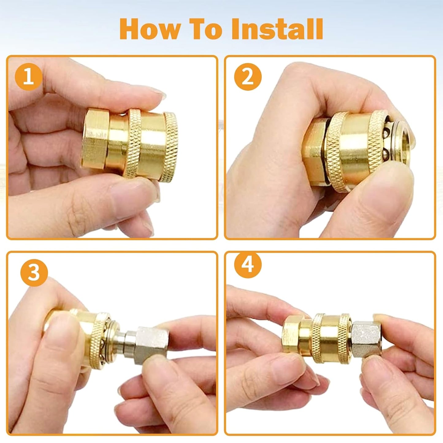 8 Pack NPT 3/8 Inch Stainless Steel Male and Female Pressure Washer Quick Connect Fittings (Internal Tread) Pressure Washer Adapters Set, 5000 PSI
