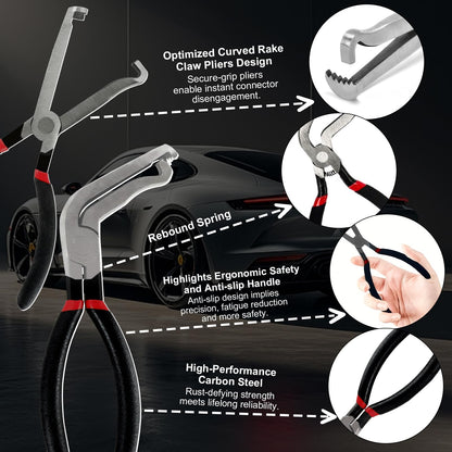 4PCS Electrical Disconnect Pliers Set,37960 Straight +37980 60° +13120 Electrical Disconnect Pliers for Cars,Carbon Steel Fuel Line Disconnect Tool Set, Connector Repairs for Mechanics and DIYers