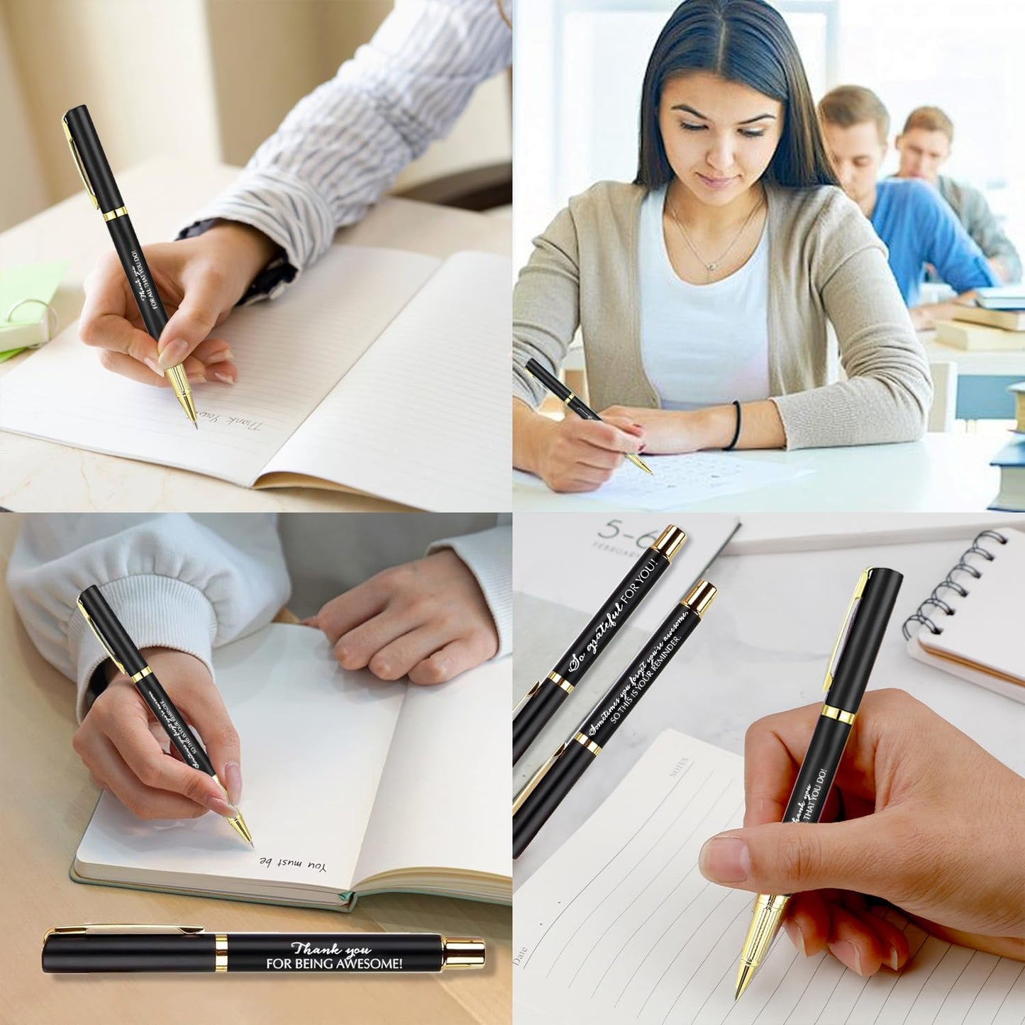 10 Sets Inspirational Thank You Gifts Employee Appreciation Ballpoint Pens with Gift Boxes Motivational Quote Pen Bulk Gifts for Teacher Staff Coworkers Student School Graduation(Black)