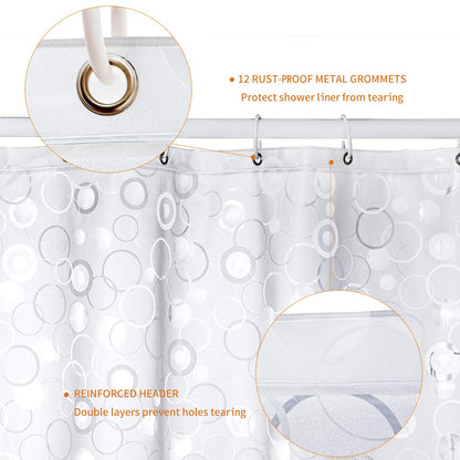 WELTRXE Shower Curtain Liner with Magnets, Shower Curtains Waterproof for Bathroom, Heavy Duty Shower Liner, Bathroom Curtains 72x72 Inch
