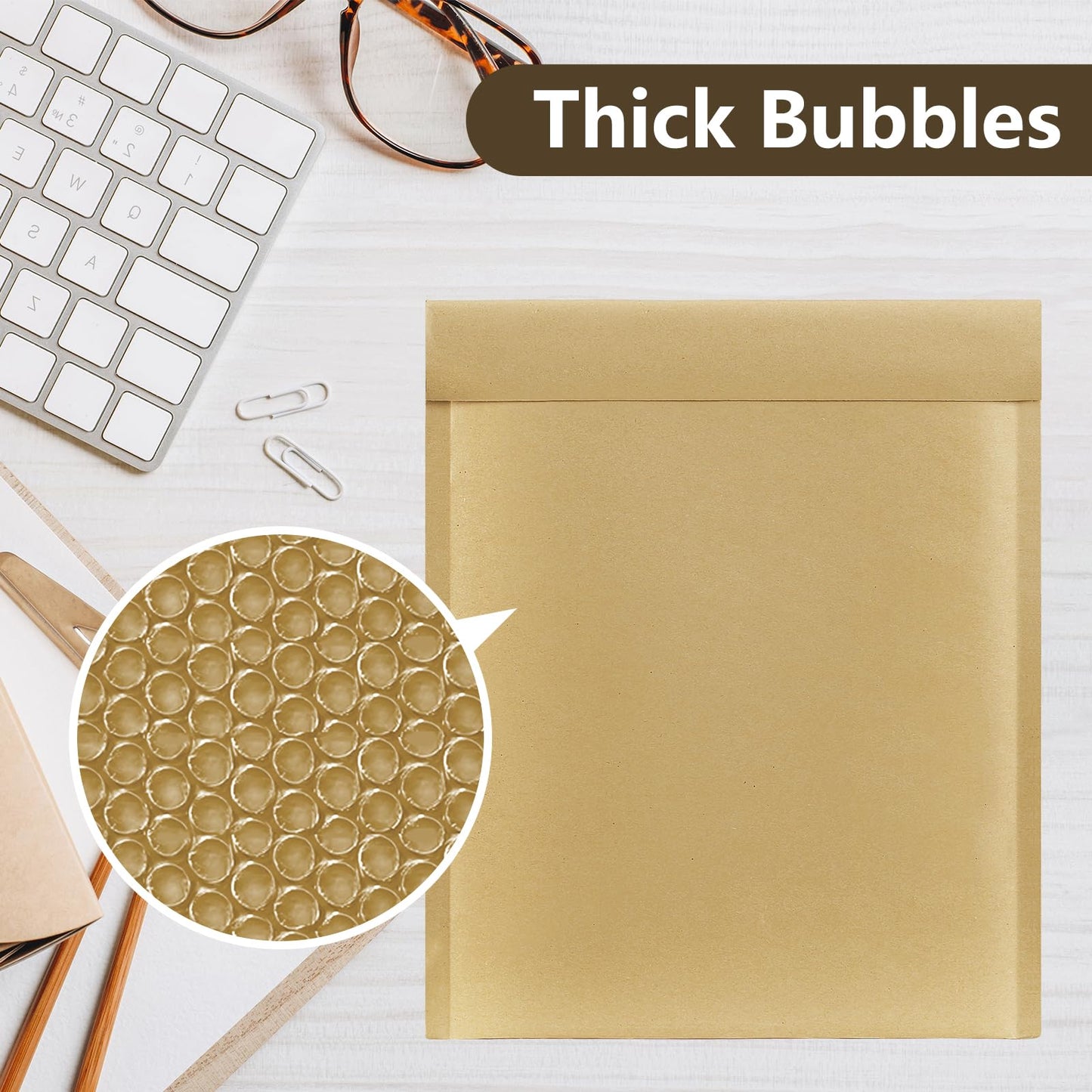 UCGOU Natural Kraft Bubble Mailers 6x10 Inch 50 Pack Brown Padded Envelopes #0 Small Business Mailing Packages Self Sealing Tear Resistant Boutique Bulk Mail Shipping Bags for Jewelry Makeup Supplies