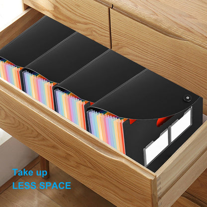 37 Pockets Expanding File Folders with Blank Labels, Expandable Accordian File Organizer with Cover, Desktop Accordion Folders Letter A4 Paper Document Storage Organizer for School Home Office